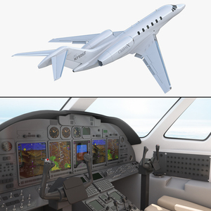 3D Business Jet Cessna Citation X with Interior Rigged