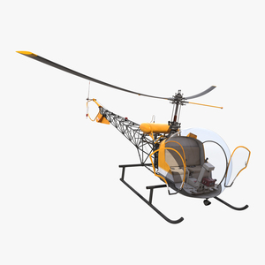 3D Light Helicopter Bell 47 Rigged