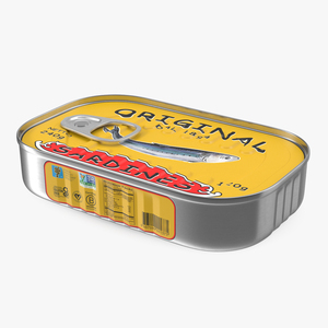 Can of Preserved Sardine with Pull Tab Lid 3D