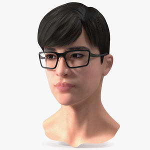 3D model Head with Glasses Chinese Schoolboy