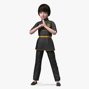 Chinese Girl Child Engaged in Martial Arts 3D