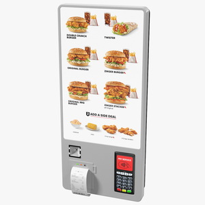 Fast Food Self Ordering Kiosk Wall Mounted 3D