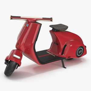 3D model Designer Red Electric Scooter Vespa 98 Lights On Rigged