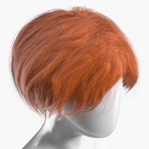 3D Short Hair Wig Red model