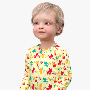 Toddler Aged 1 Year in Pajamas Standing Pose 3D model