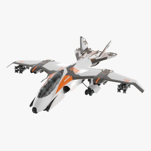 3D Futuristic Military Fighter Jet White Rigged for Cinema 4D model