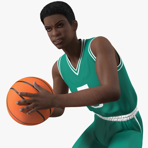 3D Dark Skin Teenager Basketball Player Rigged model