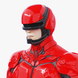 3D Futuristic Segmented Armor Soldier Red model