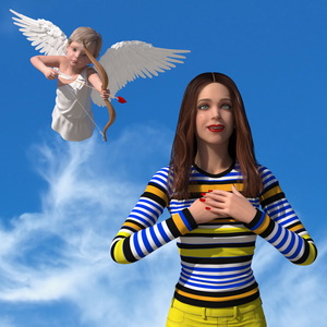 3D model Boy Cupid Aiming at Woman