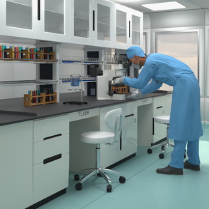 Hospital Laboratory with Personnel 3D model