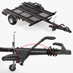 3D ECHO 3 Place Motorcycle Trailer and Trailer Brake Actuator model
