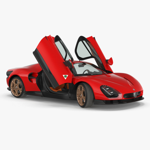 3D Alfa Romeo 33 Stradale Red Rigged model