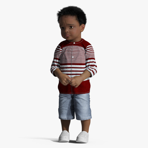 Toddler Black Boy Light Skin in Casual Outfit Standing 3D model