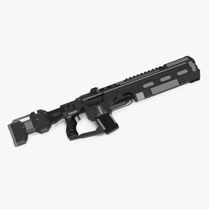 3D model Tactical Assault Rifle Sci Fi with Cartridge Black