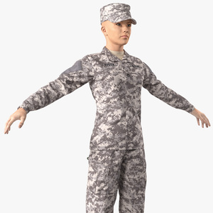 3D Female US Soldier Military ACU Neutral Pose model