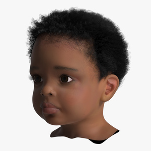 African Baby Boy Light Skin Head 3D