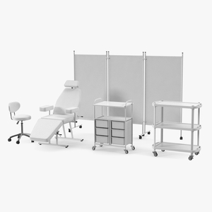 Medical Furniture Set White 3D