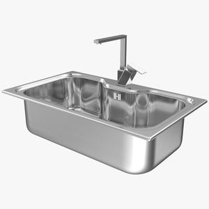 3D Single Bowl Square Inset Sink with Tap model