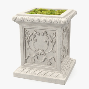 Planter Box With Moss Garden h55 3D