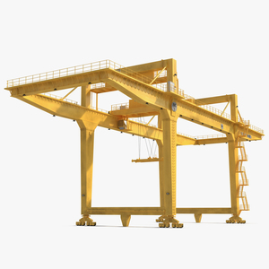 Rail Mounted Gantry Container Crane Yellow 3D