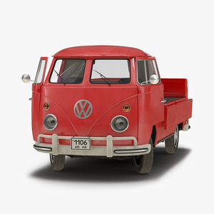 Volkswagen Type 2 Single Cab Pick Up Rigged Red 3D