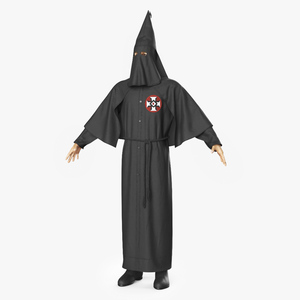 3D model Character Ku Klux Klan in Black Suit and Mask