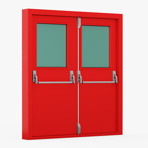 Double Fire Exit Doors with Panic Bar 3D