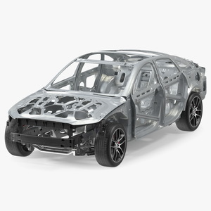 3D Car Frame and Chassis with Wheels model