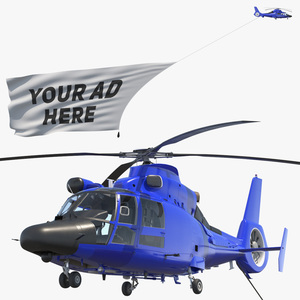 3D Helicopter with Huge Advertising Air Banner model