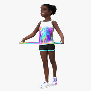 3D Black Child Girl With Hoop