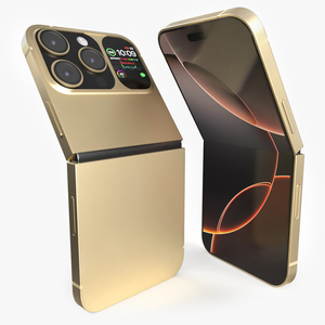 3D model Foldable iPhone Radiant Gold Rigged