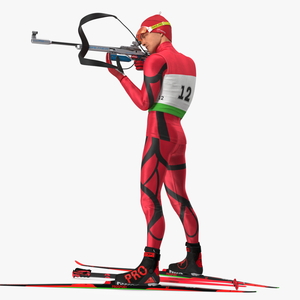 3D Biathlete Fully Equipped Standing Pose model