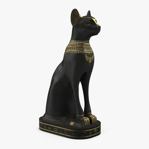 3D Ancient Egyptian Cat Statue Black model