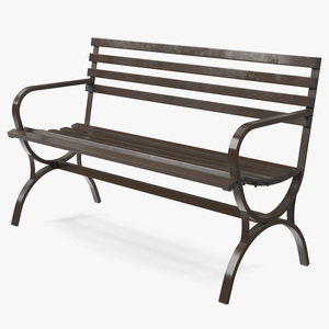 Long Metal Bench Brown 3D