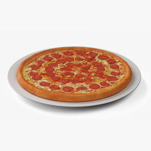 Pepperoni Pizza on Plate 3D model