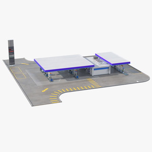 Large Gas Station Blue 3D