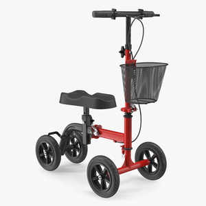 3D Knee Scooter Red Rigged model