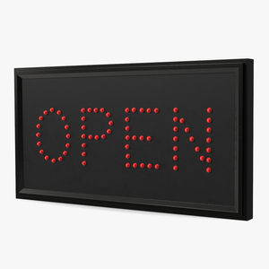Rectangle Open Red LED Sign for Business Display OFF 3D