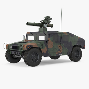 3D HMMWV TOW Missile Carrier M966 Camo Simple Interior