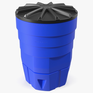 3D Blue Plastic Barrel with Lid model