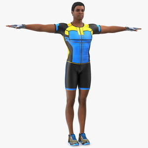 3D Light Skin Black Sportsmen T Pose model