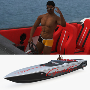 Rapid Racing Boat with Driver 3D model