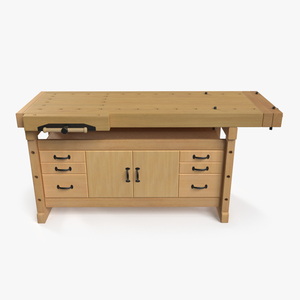 Workbench with Drawers and Cabinet 3D model