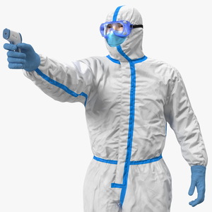 3D model Man Disposable Medical Protective Suit with Thermometer