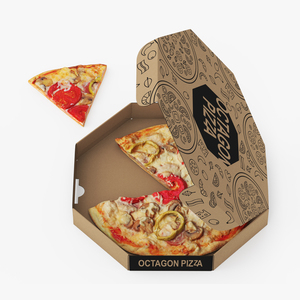 3D Pizza with Slice Cut in Craft Box model