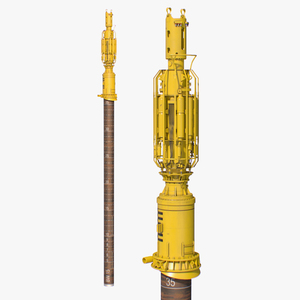 Marine Pile Driver and Subsea Pile 3D model