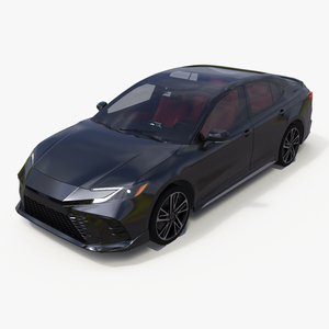 3D Mid Size Sedan Black Simplified