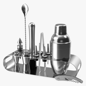 3D Bartender Kit 12 Piece Stainless Steel model