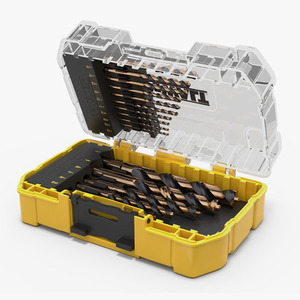 DeWalt Black and Gold HSS Drill Bit Set with Case 3D model