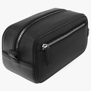 3D Closed Leather Cosmetic Bag Black model